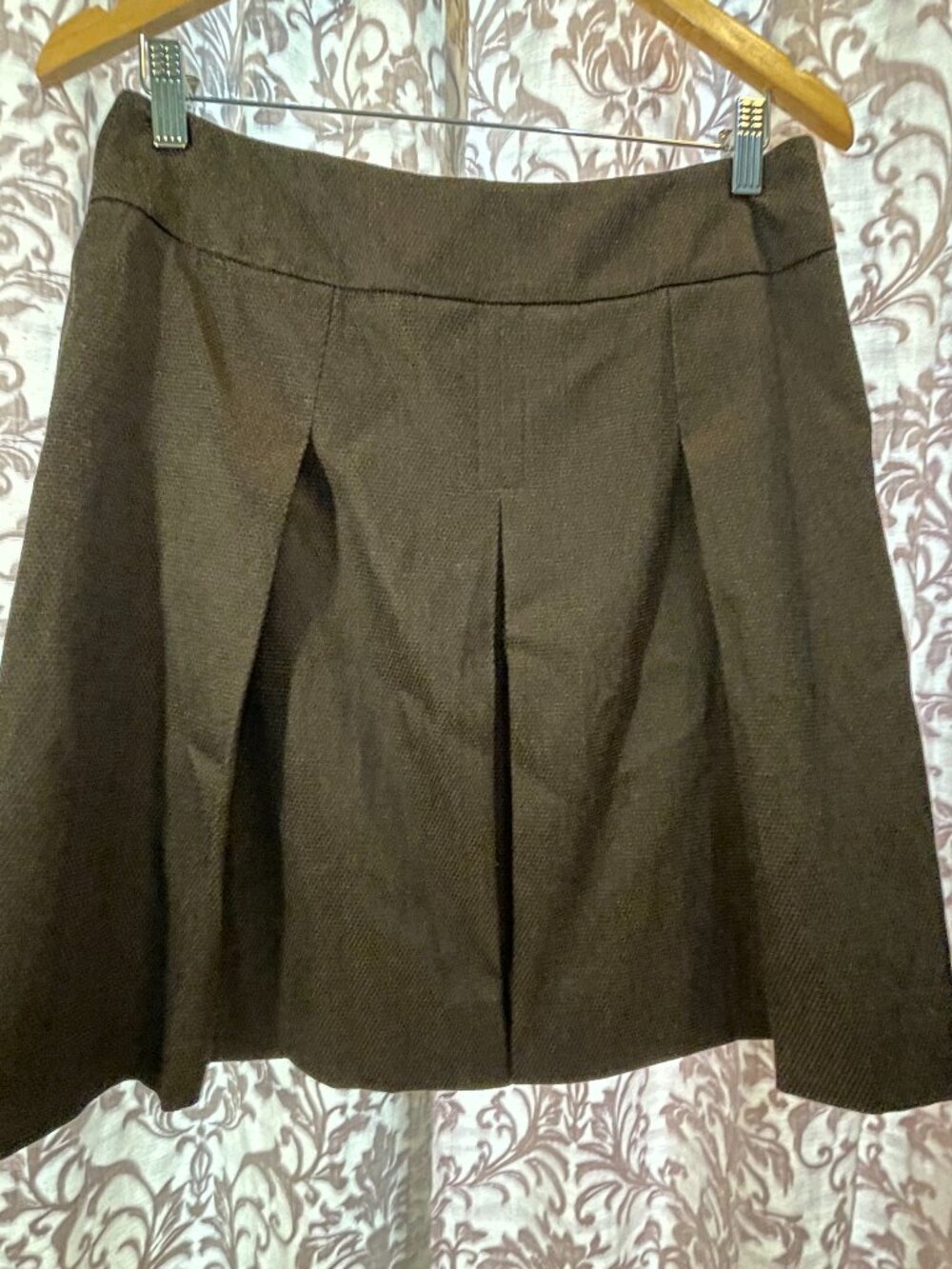 Women's Etcetera Size 8 Brown Side Zip Pleated Fully Lined Mini Skirt